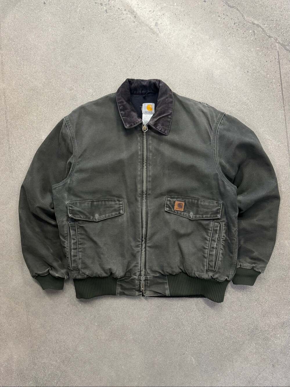 Vintage Faded Carhartt MOS Green J165 Cargo Bomber Work Jacket - XL